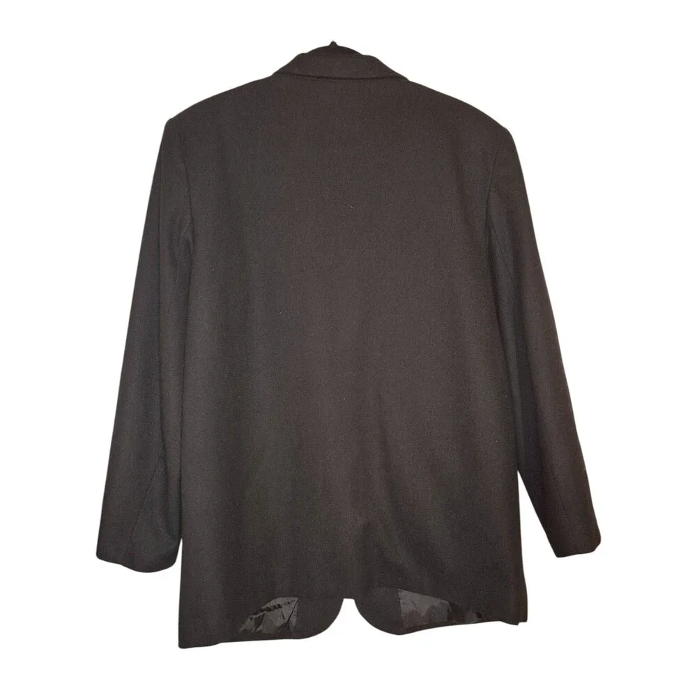 Danielle Paige Blazer Womens 16 Black 100% Wool Vintage Preppy Academia 1 Button